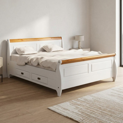 Luxe bed dubbel bed landhuis stijl tweepersoonsbedden wit slaapkamer