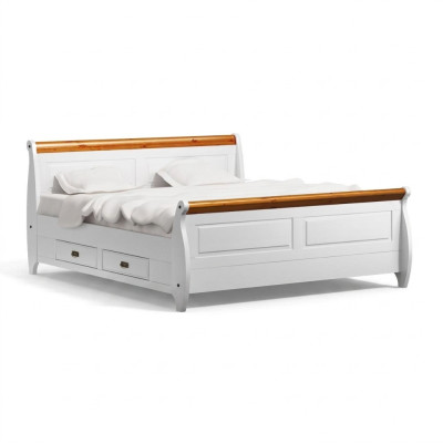 Luxe bed dubbel bed landhuis stijl tweepersoonsbedden wit slaapkamer