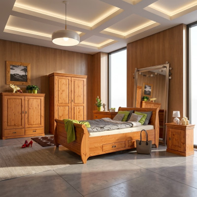 Slaapkamerset Compleet Design Bed Klassieke Meubels 5-delig Nachtkastje Landhuis