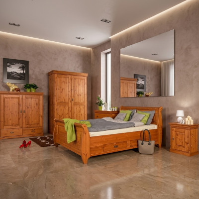 Boeren slaapkamer bed hout 180x200 bedden bruin tweepersoonsbed meubels gestoffeerd nieuw