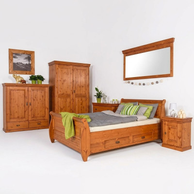 Boeren slaapkamer bed hout 180x200 bedden bruin tweepersoonsbed meubels gestoffeerd nieuw