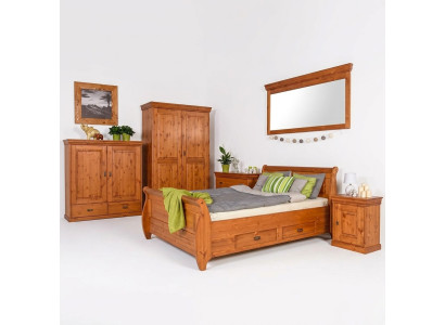 Boeren slaapkamer bed hout 180x200 bedden bruin tweepersoonsbed meubels gestoffeerd nieuw