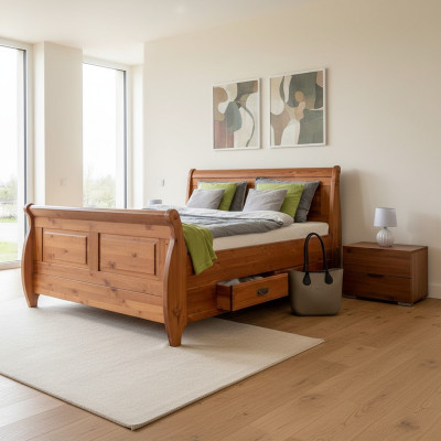 Luxe bed 2x nachtkastje 3-delige set bedden tweepersoonsbed slaapkamer hotel huwelijk nieuw