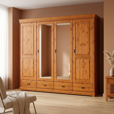 Kledingkast landelijke stijl meubels kast hout slaapkamer kasten bruin nieuw