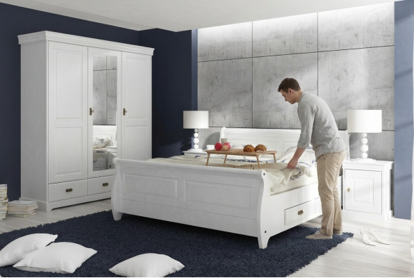 Slaapkamer set Bed Nachtkastje Kledingkast Hotelbedden Hout Ontwerp 4-delig.