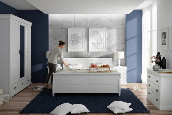 Mebel Slaapkamer Set Design Bed 2x Nachtkastje Commode Kledingkast Nieuw 5-delig