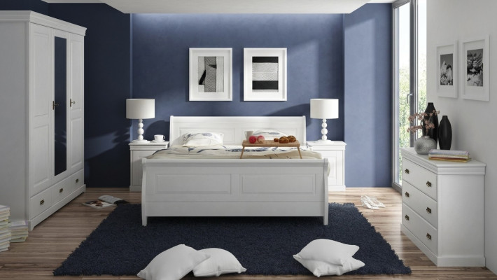 Mebel Slaapkamer Set Design Bed 2x Nachtkastje Commode Kledingkast Nieuw 5-delig