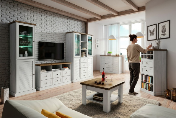 Wandkast Woonkamerset Vitrine Tv-meubel Wandplank 3-delige set Woonwanden Hout Nieuw