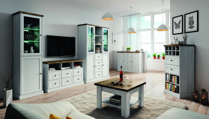 Wandkast Woonkamerset Vitrine Tv-meubel Wandplank 3-delige set Woonwanden Hout Nieuw