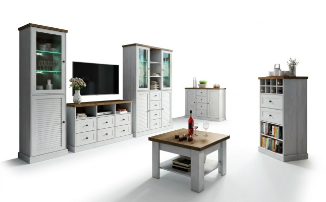 Wandkast Woonkamerset Vitrine Tv-meubel Wandplank 3-delige set Woonwanden Hout Nieuw