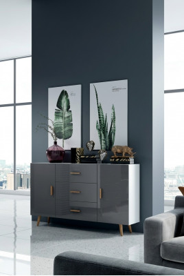Ladenkast woonkamer kast 140cm XL lage borden moderne houten dressoir sideboard