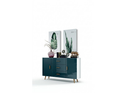 Ladenkast woonkamer kast 140cm XL lage borden moderne houten dressoir sideboard