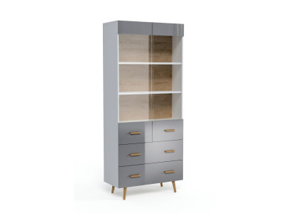 Vitrine Buffet Kast Plank Modern Stijl Woonkamer Collectie Grijs Vitrines