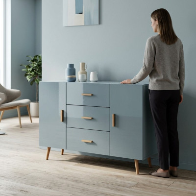 Kommode Brillo Kommoden Holz Schrank Sideboard Wohnzimmer Hochschrank Anrichte  Ladenkast Brillo Ladenkasten Houten kast Sideboard Woonkamer Hoge kast Dressoir