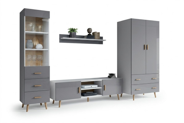 Woonkamer Moderne Stijl Woonwanden 4-delige Set Moderne Woonwand Vitrines Boekenplankkast