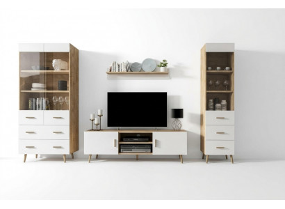Woonkamer set woonkamer set vitrine commode wandplank vitrinekasten woonwanden 4-delige set