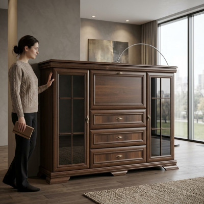Woonkamerkast 158cm XXL laagbord dressoir houten ladenkast sideboard ladekasten