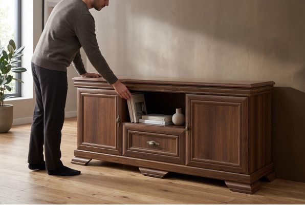 Klassieke houten ladekast dressoir commodes lage planken woonkamerkast Nieuw