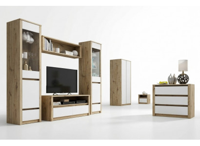 Ontwerp woonkamerset vitrine 2x dressoir woonwand wandplank plank kasten 4-delig.