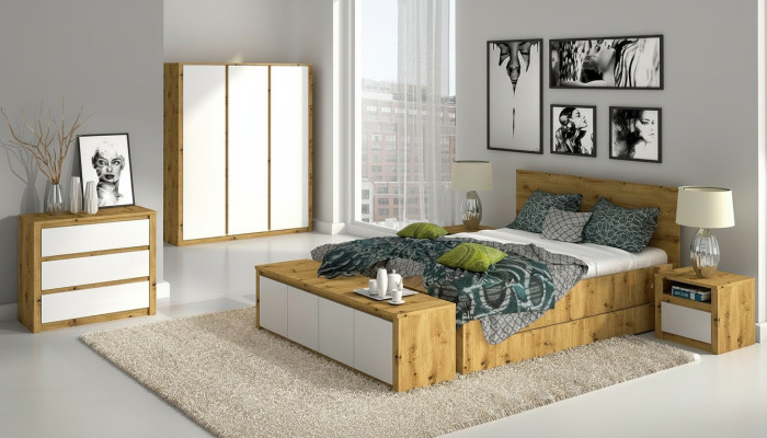 Ontwerp slaapkamer luxe bed nachtkastje commode 6-delige slaapkamer set hotel