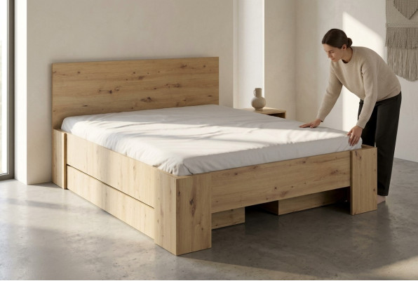Luxe meubelontwerp Dubbel Hotel Houten Kast Slaapkamer Bedden Bedframe Nieuw