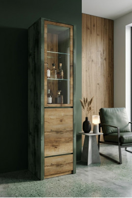 Vitrines Massief meubelen Houten kasten Nieuw Massief houten vitrinekast Hoog kast Glas
