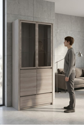 Eetkamer hout woonkamer meubels vitrine dressoir vitrines glazen kasten