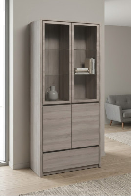 Eetkamer hout woonkamer meubels vitrine dressoir vitrines glazen kasten
