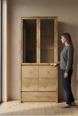Glasvitrine Glaskast Kasten Kast Hout meubels Nieuw Vitrines Houten kast Nieuw