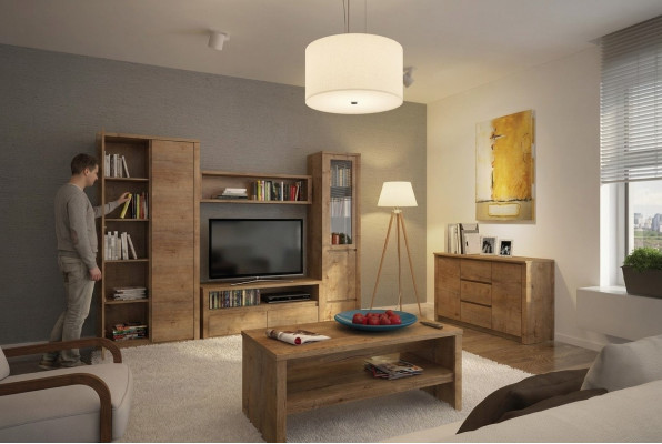 Woonkamerset Design Woonkamer Dressoir Wandplank Kommode Vitrine 5-delig.