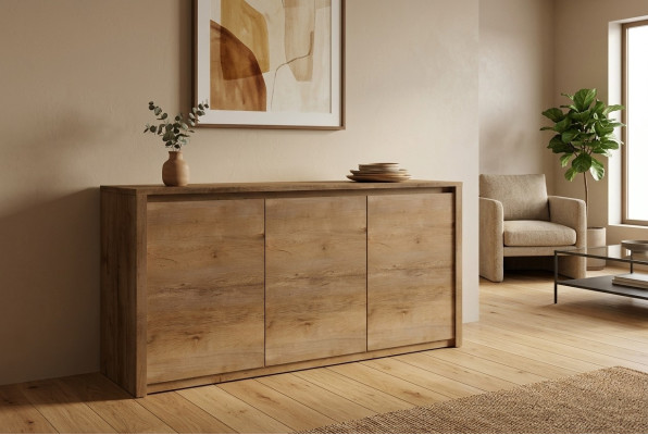 Moderne houten ladekast Sideboard Ladekasten Woonkamerkast 130cm XL Lage kasten