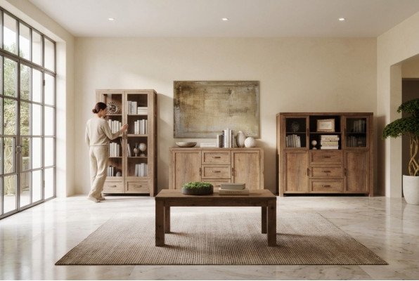 Woonkamerset Ontwerper woonkamer boekenkast dressoir vitrine 3-delig nieuw