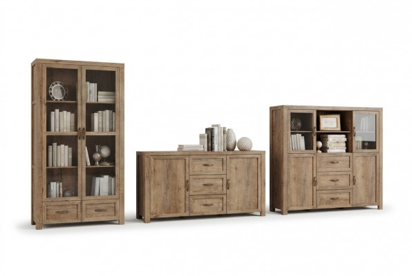 Woonkamerset Ontwerper woonkamer boekenkast dressoir vitrine 3-delig nieuw