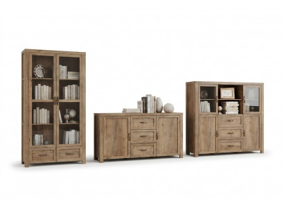 Woonkamerset Ontwerper woonkamer boekenkast dressoir vitrine 3-delig nieuw