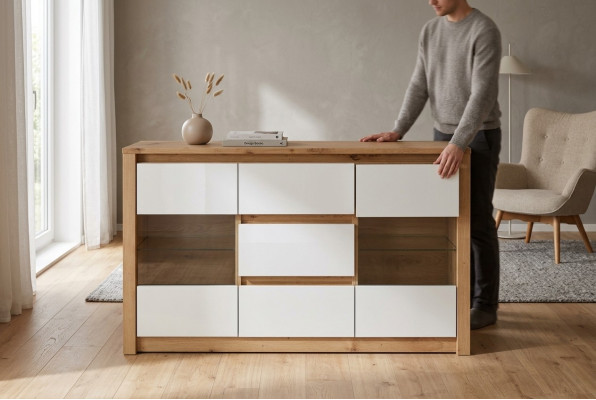 Woonkamer plank hout luxe meubels ontwerper dressoir dressoir kast nieuw