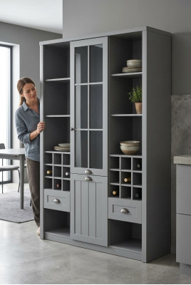 Vitrine commode kast hout meubels handgemaakt dressoir vitrine commodes