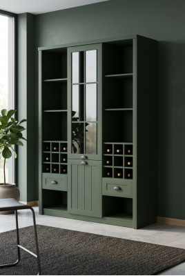 Wandmeubel Kast Meubels Planken Woonkamer Vitrine Glazen kast Plank Boekenkast