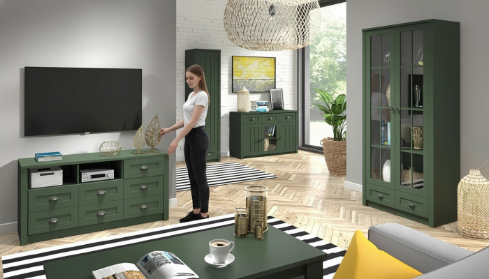 Woonkamer complete set landhuis meubelset 5 delig. Woonwand houten commode tafel