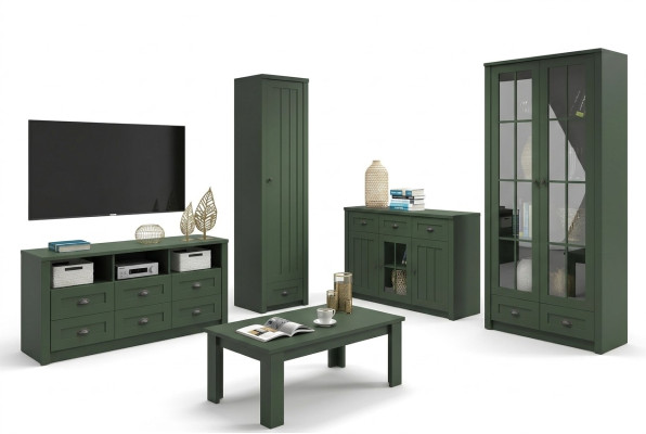 Woonkamer complete set landhuis meubelset 5 delig. Woonwand houten commode tafel