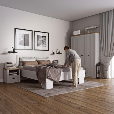 Bed Nachtkastje Kleerkast 4-delig Slaapkamer Set Design Art Deco Landhuis
