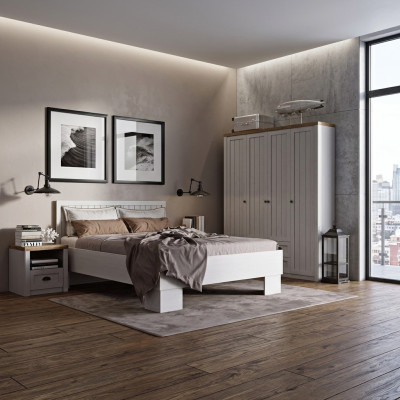 Bed Nachtkastje Kleerkast 4-delig Slaapkamer Set Design Art Deco Landhuis