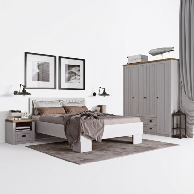 Bed Nachtkastje Kleerkast 4-delig Slaapkamer Set Design Art Deco Landhuis