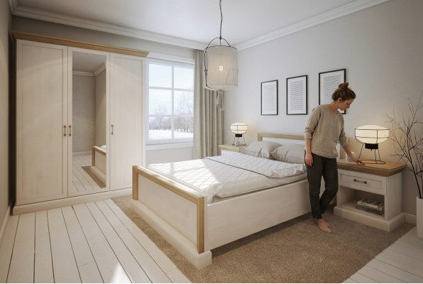 Slaapkamer set ontwerp Modern Luxe Bedden Bed Nachtkastje Kledingkast 4-delig