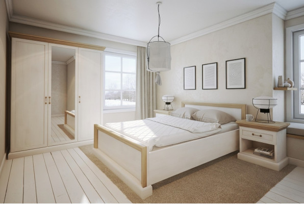 Slaapkamer set ontwerp Modern Luxe Bedden Bed Nachtkastje Kledingkast 4-delig
