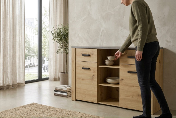 Kast dressoir meubels dressoir houten plank landelijk dressoir laden
