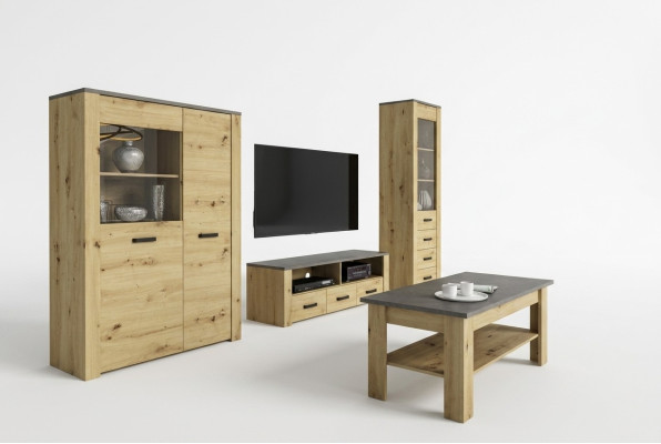 Woonkamer dressoir 2x vitrine 3-delige woonwand Nieuwe woonkamerset ontwerper  Woonkamer dressoir 2x vitrine 3-delige woonwand Nieuwe woonkamerset ontwerper