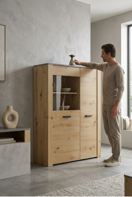 Vitrine Design Woonkamer Kast Bar Dressoir Landhuis Vitrines Houten Kasten