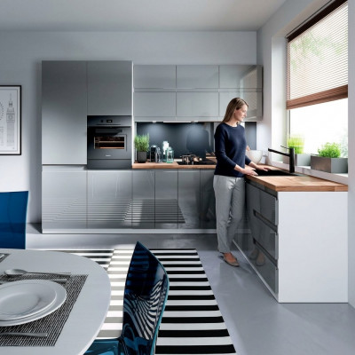 Moderne keuken L-lijn keukenkast ontwerp meubels op maat gemaakt keukenblok grijs