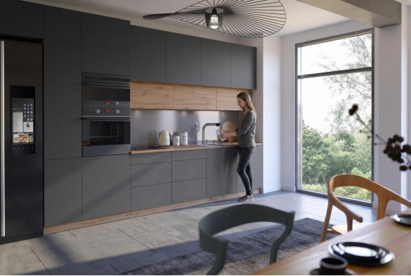 Moderne keukenreeks keukenschrank ontwerpmeubels op maat keukenblok grijs