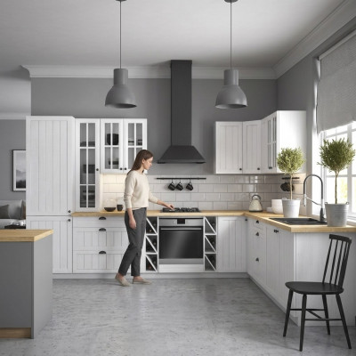 Keuken landhuisstijl rechte keukenkast onderkast bovenkast meubels op maat